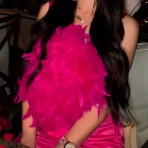 Custom feather pink top